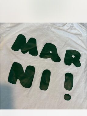 Marni White Tee with Dark Green Logo Print
